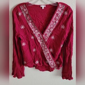 En Creme Sz Small Embroidered Floral Blouse